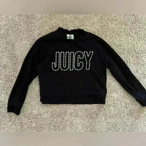 JUICY COUTURE Sweater Cropped Sweatshirt w/ Silver Crown Juicy Logo Sz Small